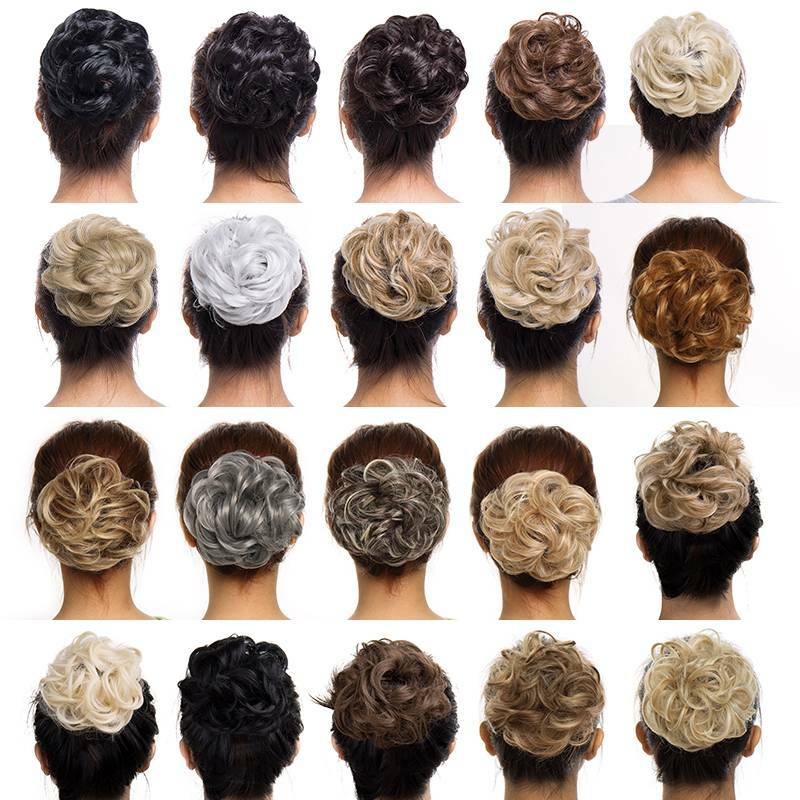 Large Messy Bun Curly Scrunchie Hair Piece False Updo Cover Hair Extension Thick
