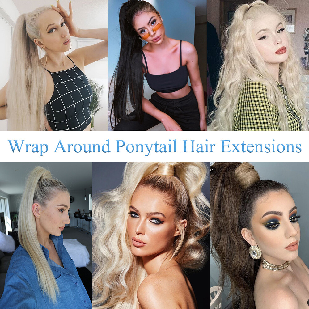 Real Thick Wrap Ponytail Hair Piece Clip in Hair Extension As Human Pony Tail US