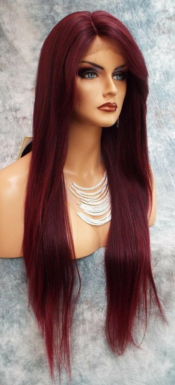 LACE FRONT C PART STRAIGHT WITH SIDE BANG WIG T1B.BURGANDY GORGEOUS SEXY 471