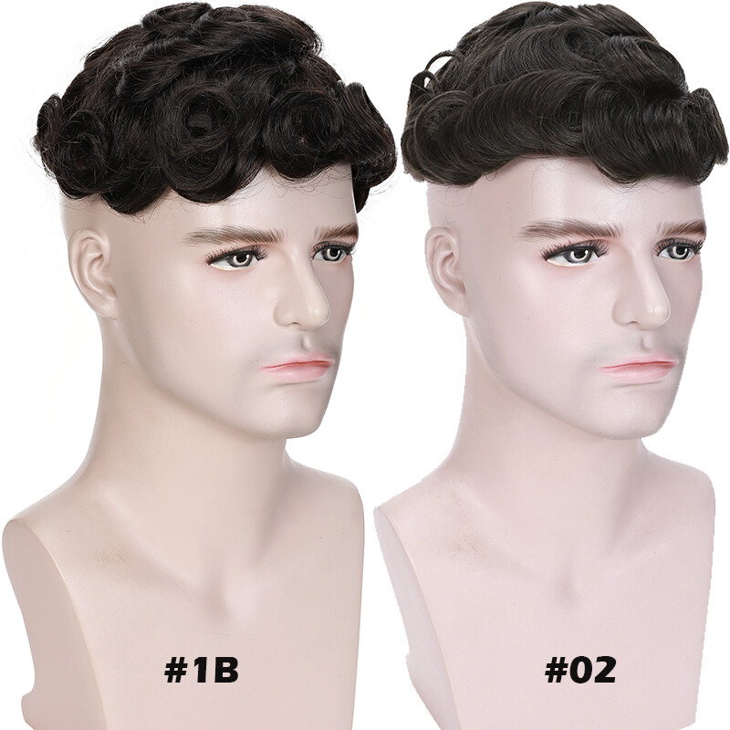 Durable Mens Toupee Human Hair Replacement System Hairpiece Fine Mono Poly Skin