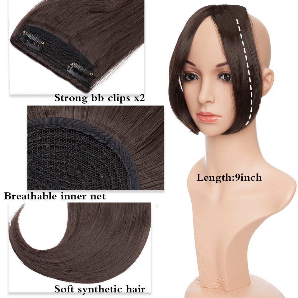 100% Real Clip In Synthetic Straight Side Bangs Fringe Hair Extensions Soft Hair