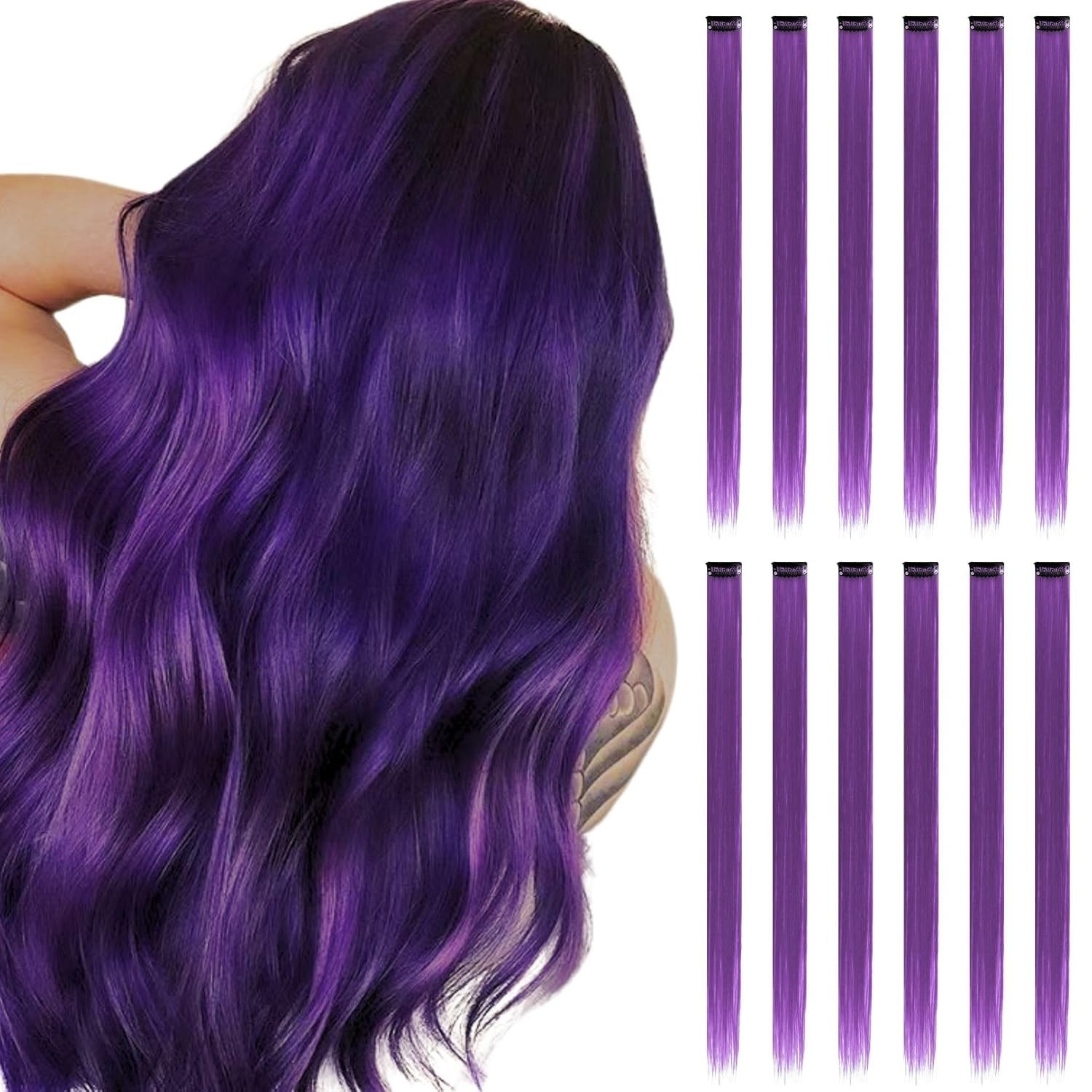 Clip in Hair Extensions for Kids Girls Women 22 inch Straight 12 Piece