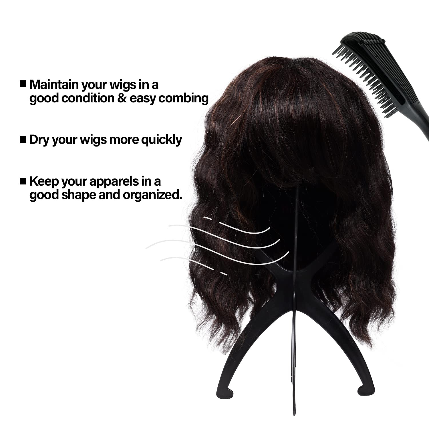 Wig Stand 14”x7” Portable Durable Folding Dryer – Quick Drying & Easy