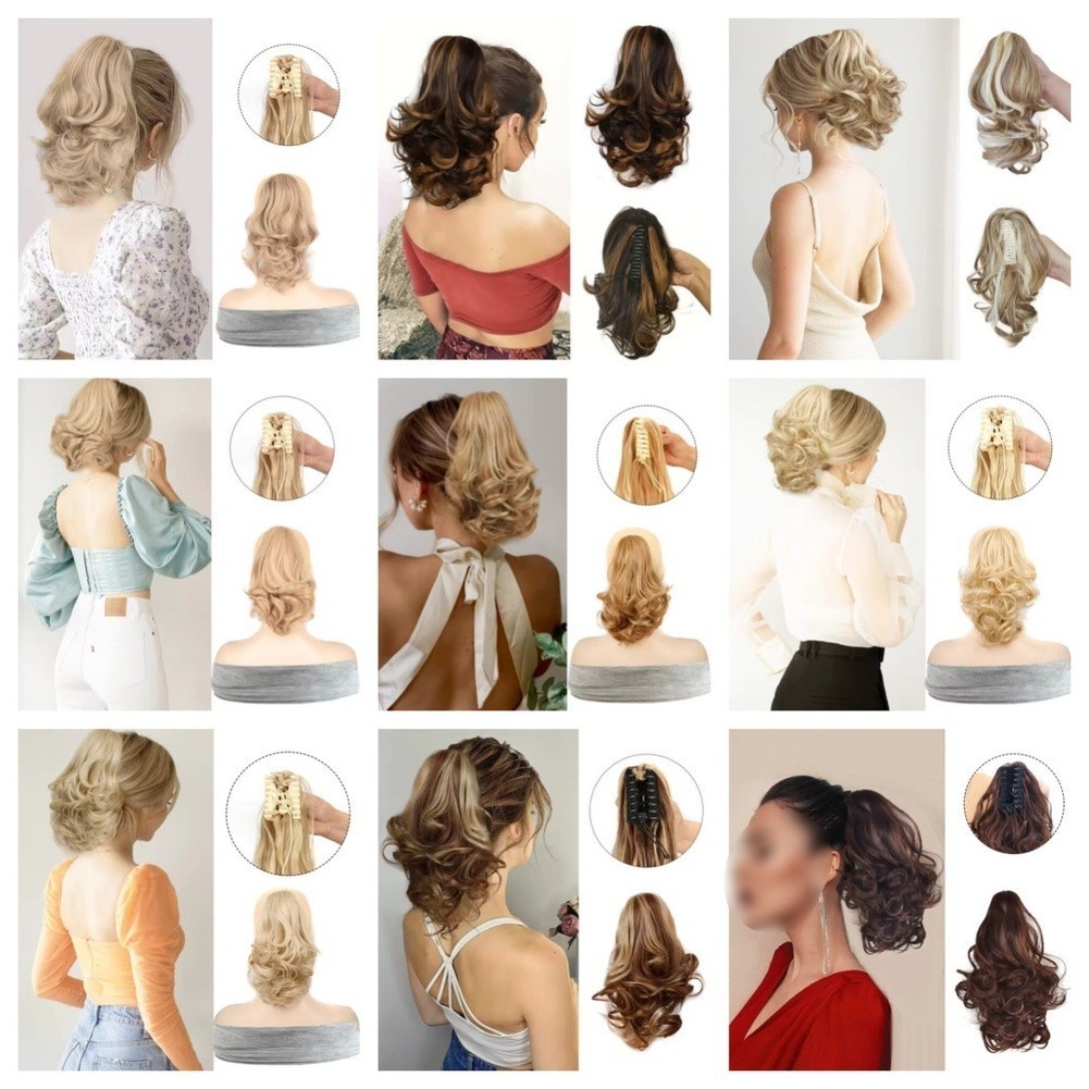 Handwoven Curly Clip Ponytail Extension High Temperature Wire Hair 30cm