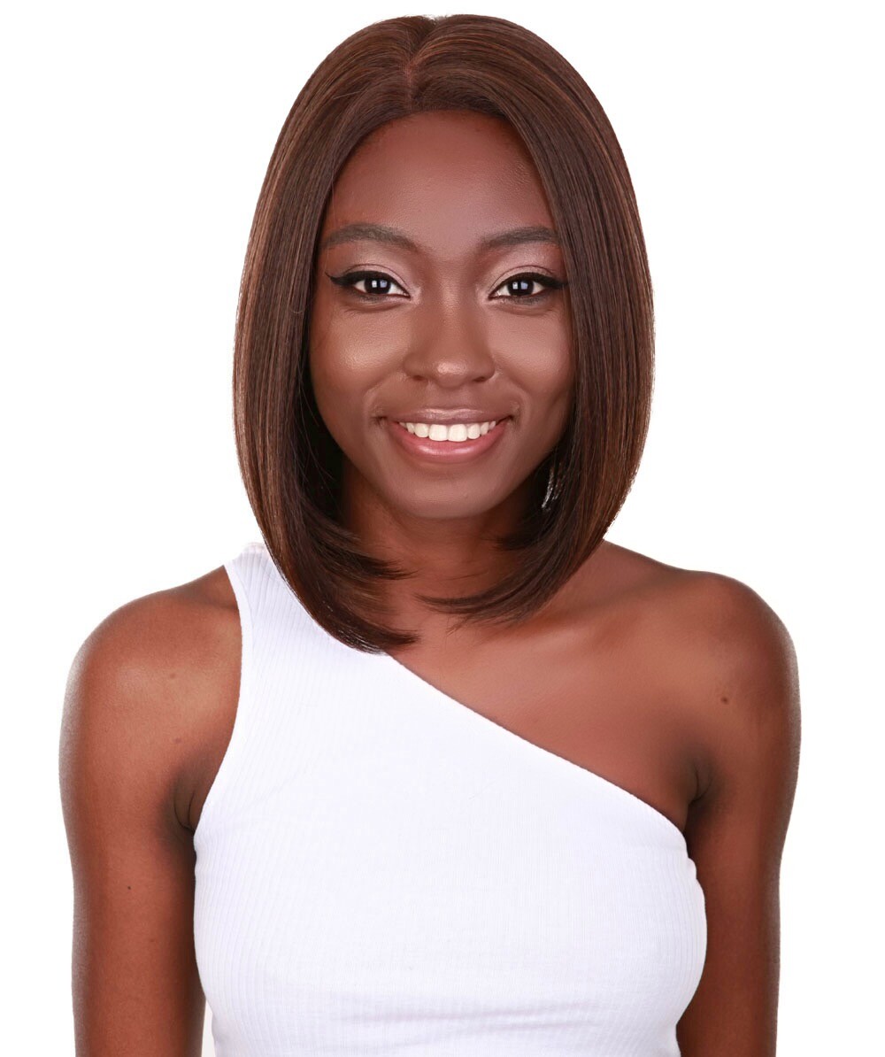 Keda Straight 9.5″ Long 4X4 Hand-Tied Lace Front Wig, Good Heat Resistant Fiber