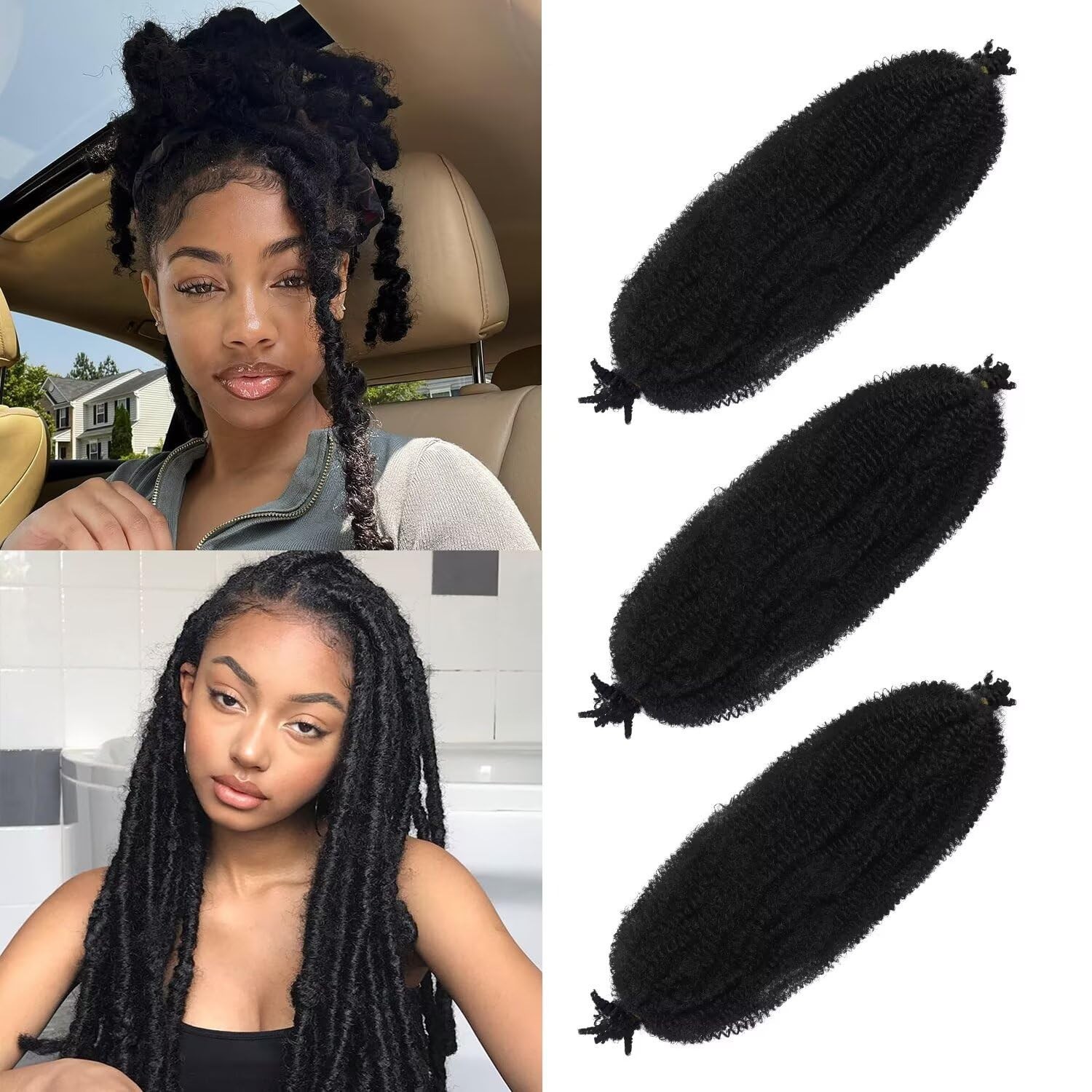 18 Inch Black Marley Twist Braiding Hair 3 Pack Pre Separated Afro Kinky
