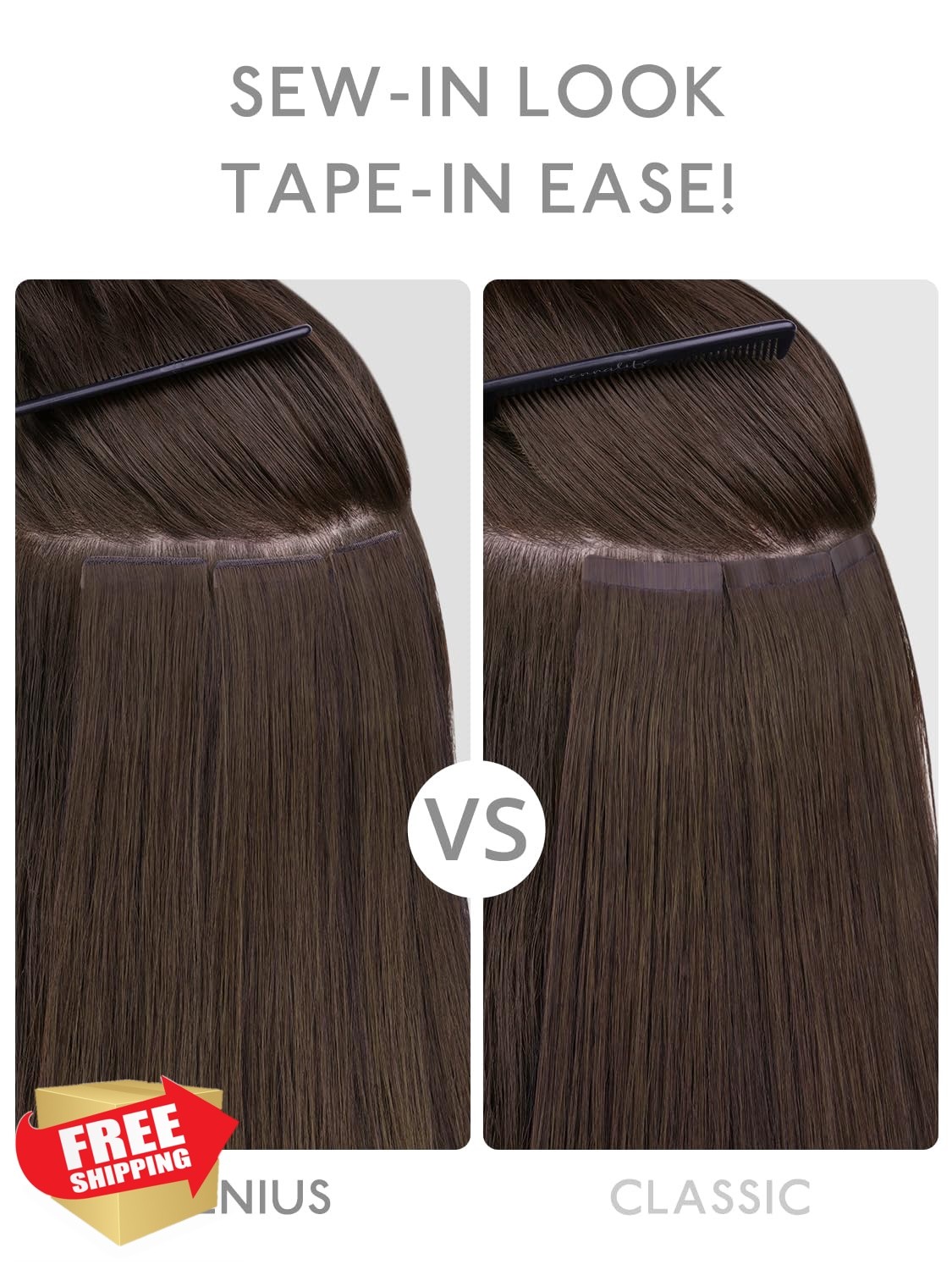 Wennalife Tape Hair Extensions Light Dark Brown 20 Inch 50g 20pcs