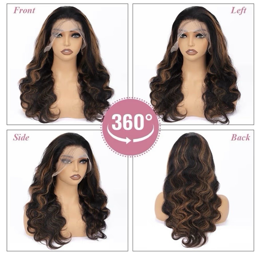 Human Hair Lace Front Wig 28” HD Ombre Body Wave New