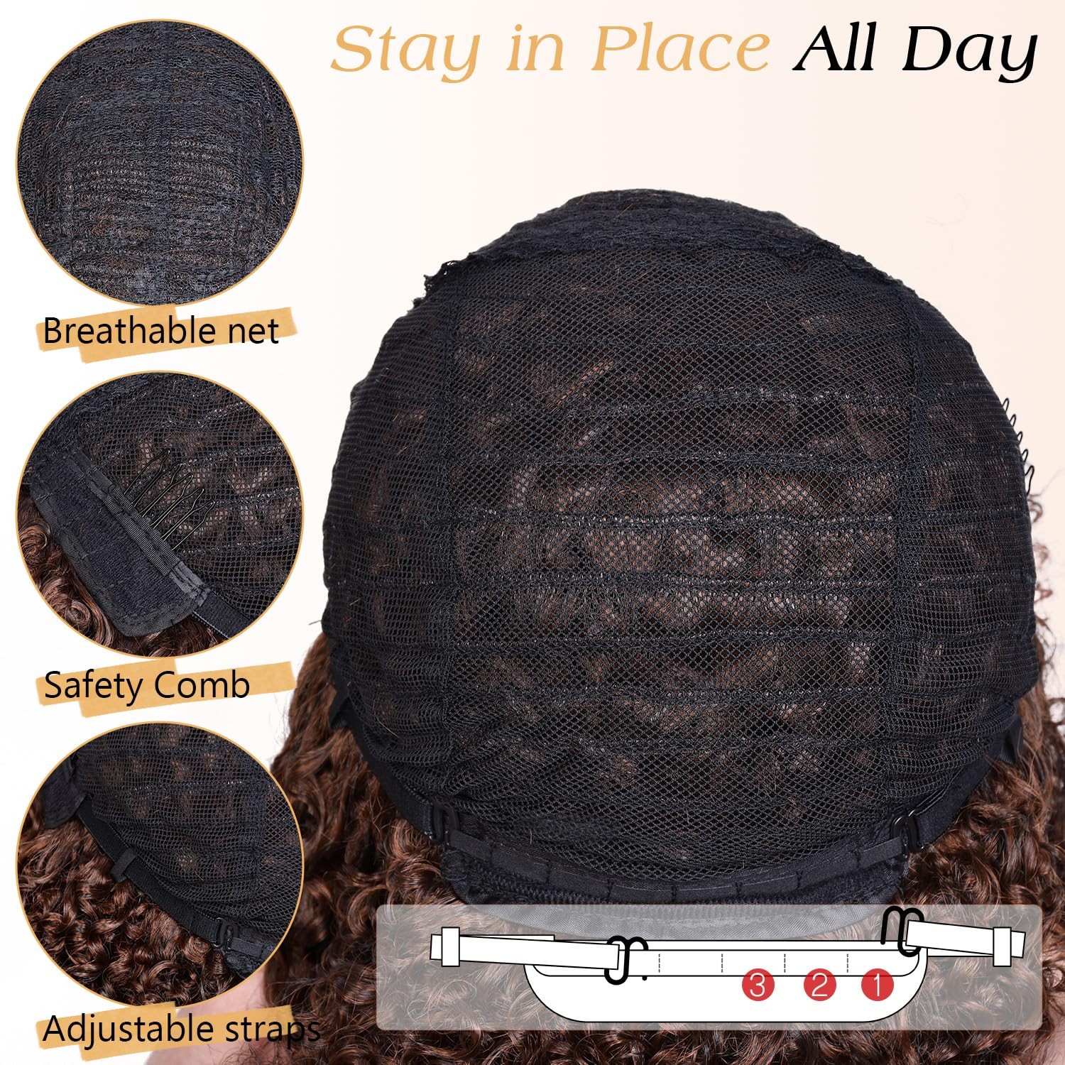 Ombre Brown Afro Curly with Bangs 14 Inch Short Synthetic Afro Black Kinky