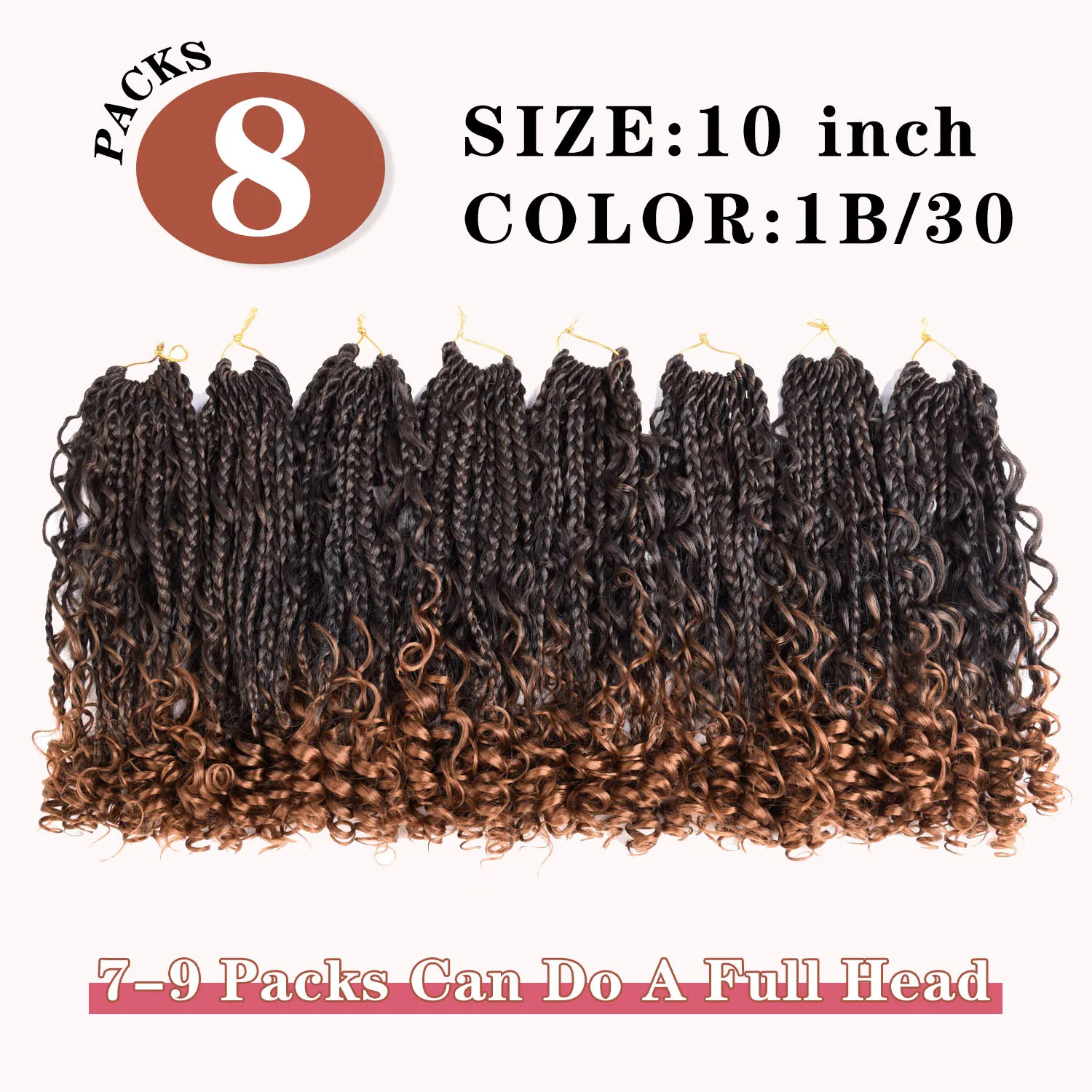 Goddess Box Braids Crochet Hair 12 Inch Curl Ends Hair Extensions For Women