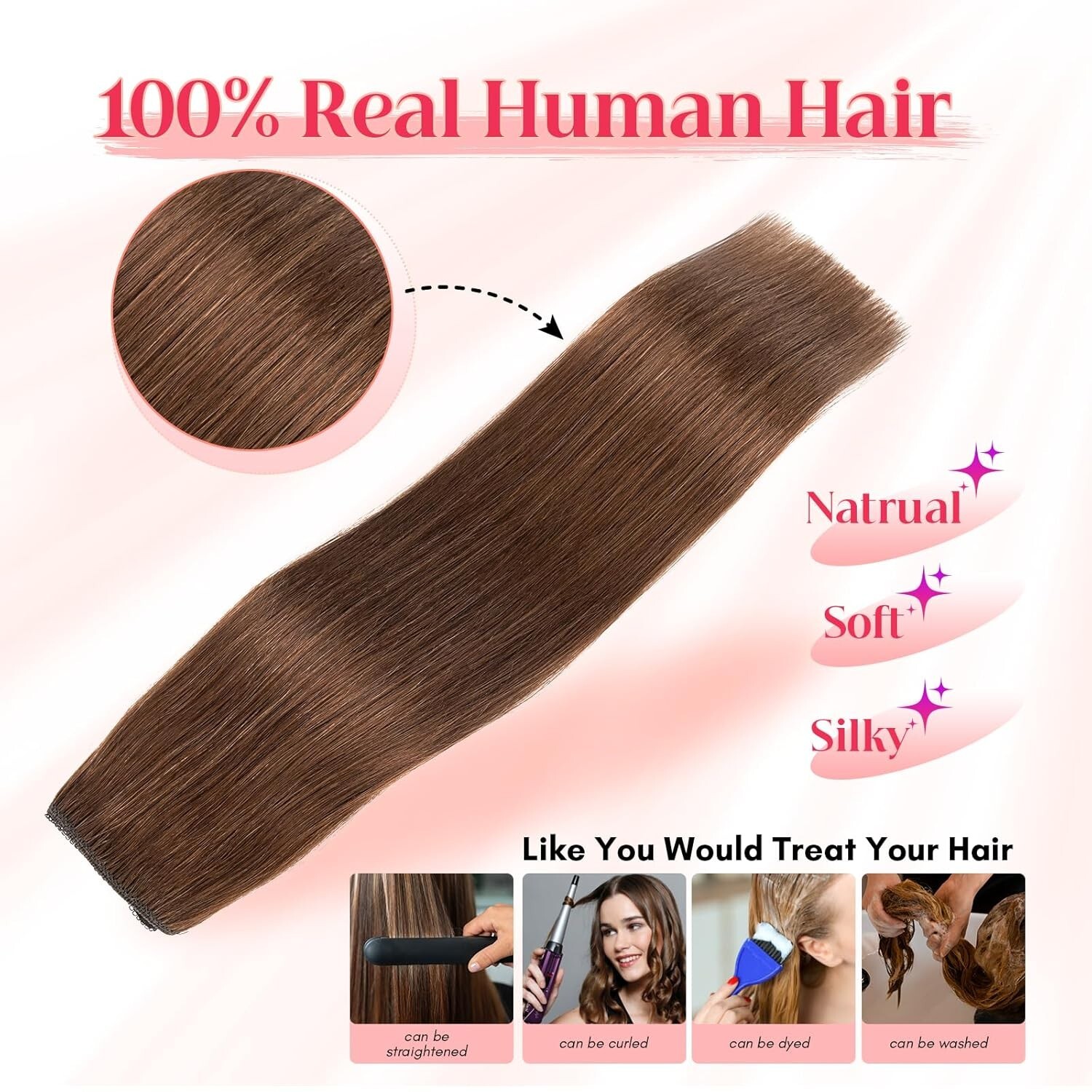 Halo Remy Human Hair Extensions 11 inch #4 Medium Brown Invisible Wire Clip In