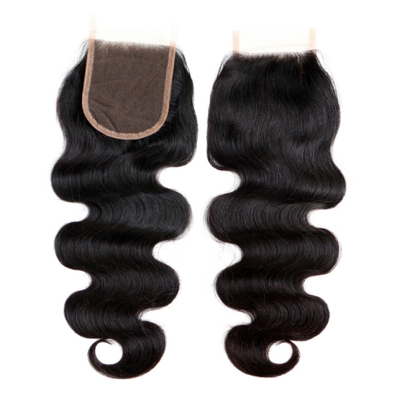 Brazilian 100% Virgin Human Hair Body Wave Lace Closure 4X4 Free Part