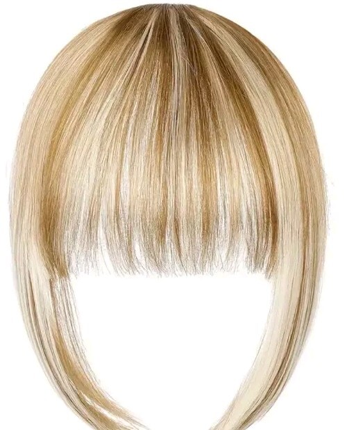 Hair Extension Bangs One Piece/2 Clips Blond/Brown Blend Synthetic 6″ – 10″