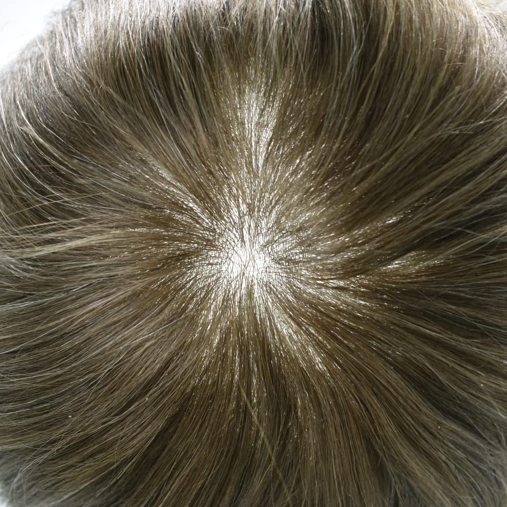 Mens Toupee Ultra Thin Skin Hair Replacement System Invisible V-Loop Hair Piece