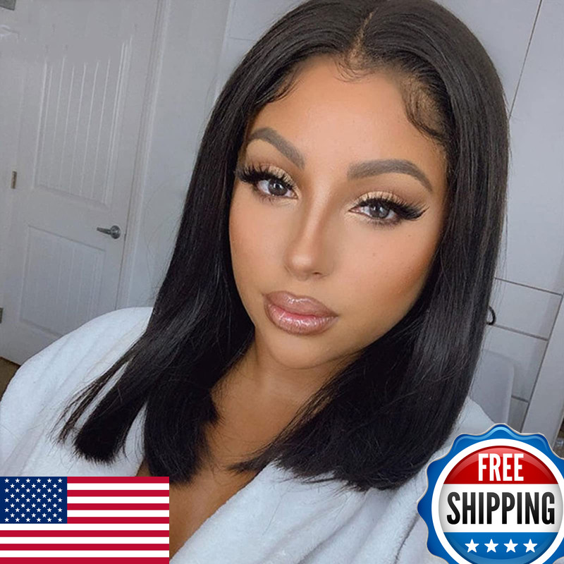 Rismale Hair Short Bob Wigs Human Hair 4X1 Lace Closure Wigs Brazilian Straight