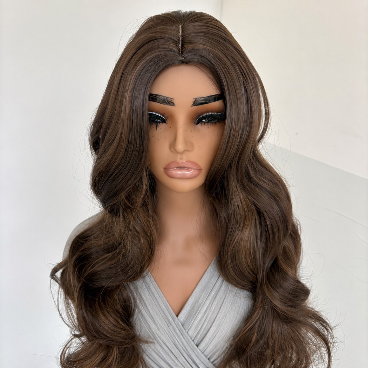 Heat Resistant Hair Cosplay Party Wig Mixed Brown Halloween Long Wavy Natural