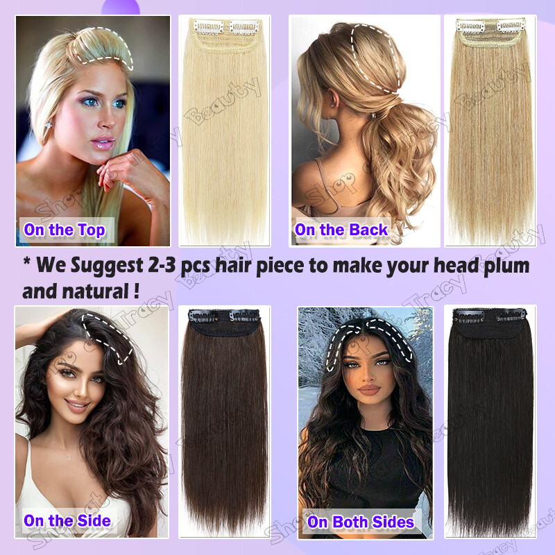 Mini Hair Pad Short Hairpiece Clip In Topper Remy Human Hair Extensions Seamless