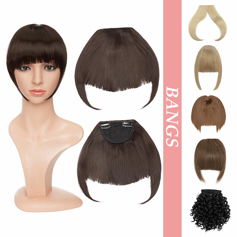 US Neat Fringe Bangs Hairpiece Clip in Short Real Natural False Hair Extensions