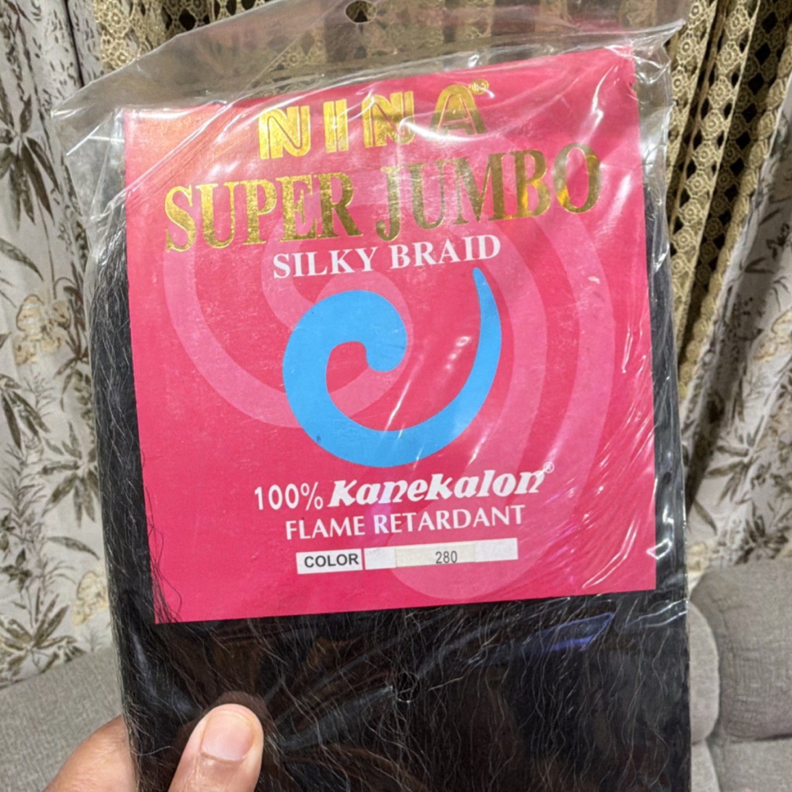 Kanekalon Super Jumbo Silky Braid Flame Retardant Black Hair 280
