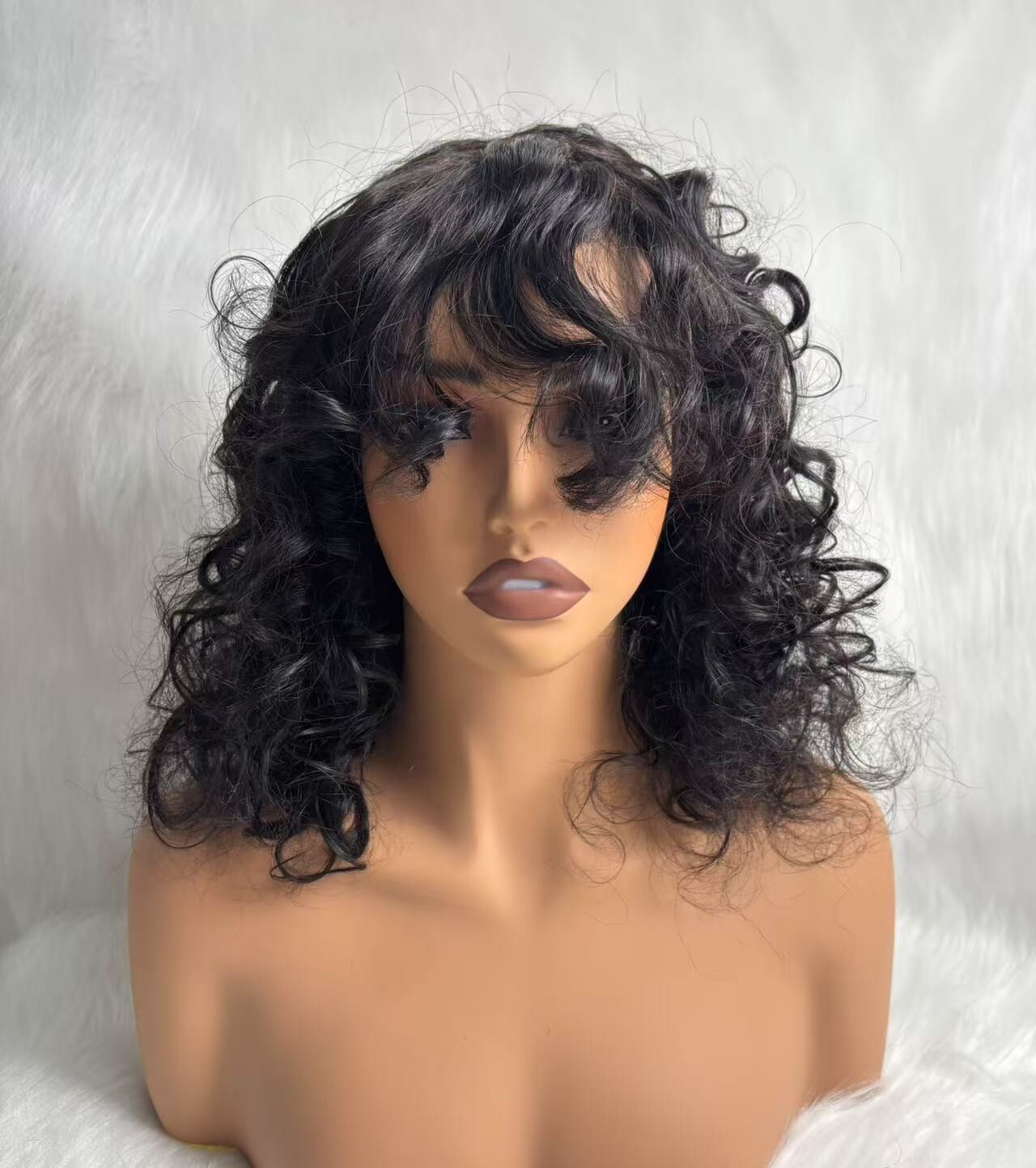 Full Machine Made Bouncy Wve Human Hair wig
