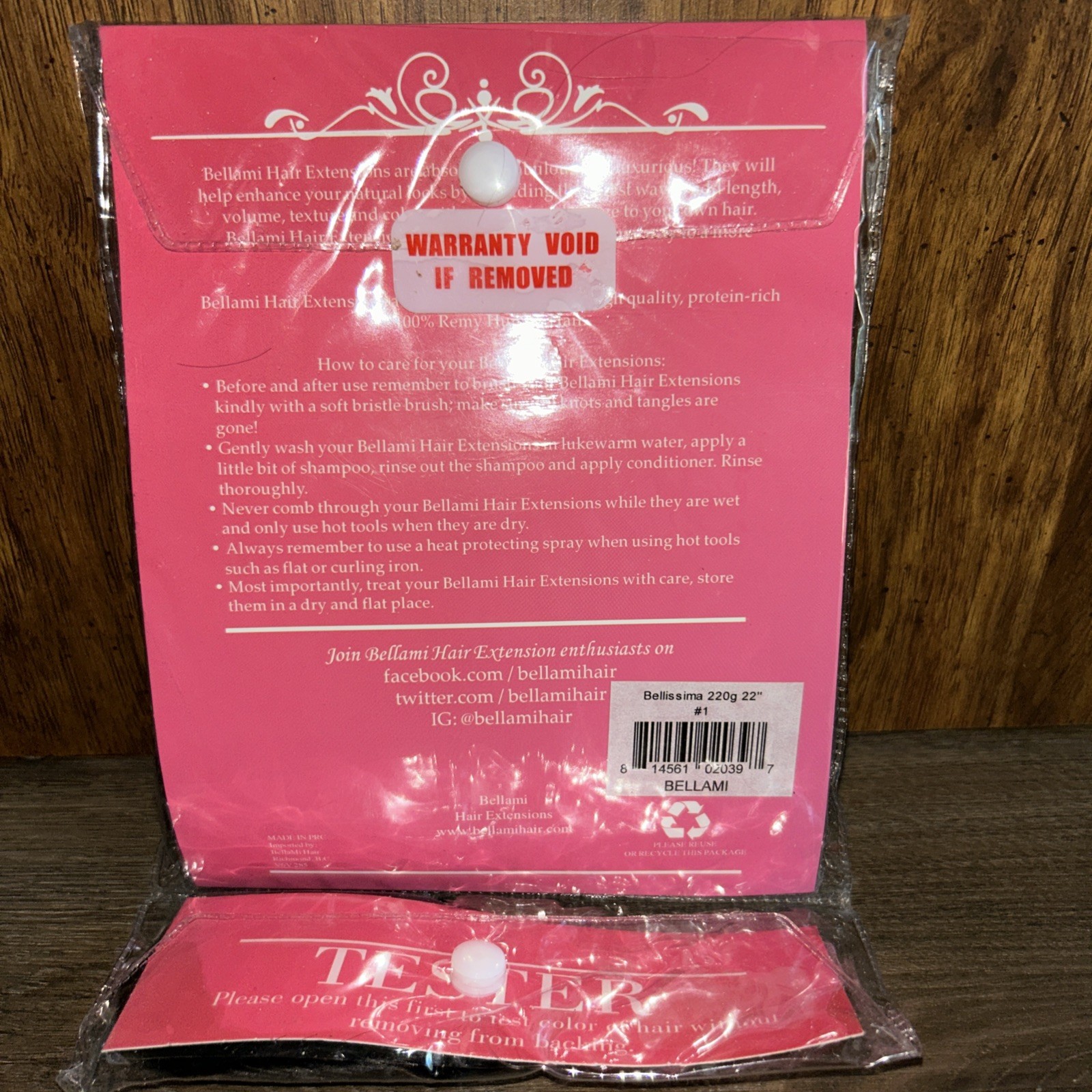 Sealed Bellami BELLISSIMA 220G 22” #1 Jet Black CLIP-IN HAIR EXTENSIONS