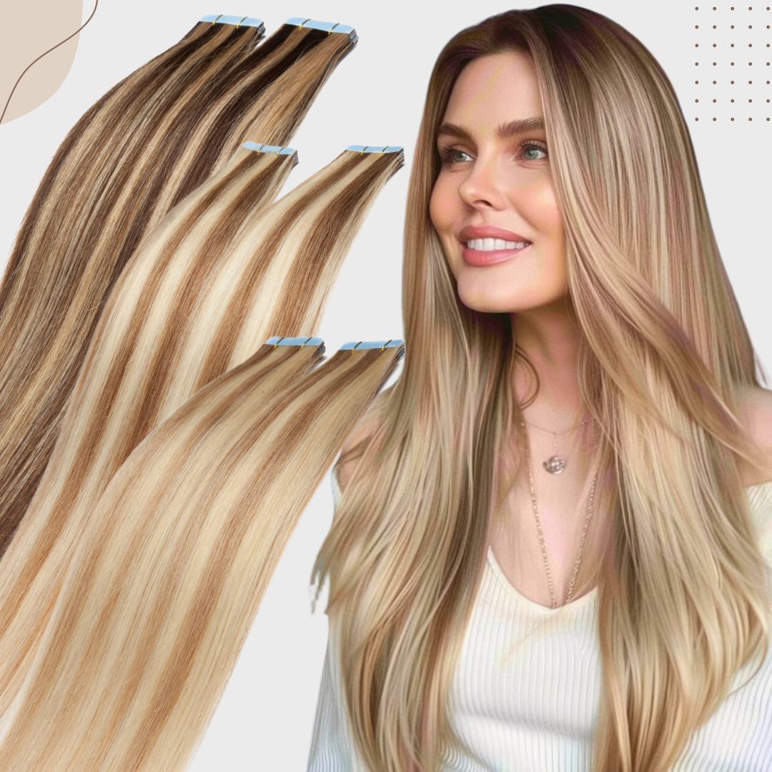 Tape In Remy Skin Weft 100% Human Hair Extensions THICK Full Head 150g Invisible