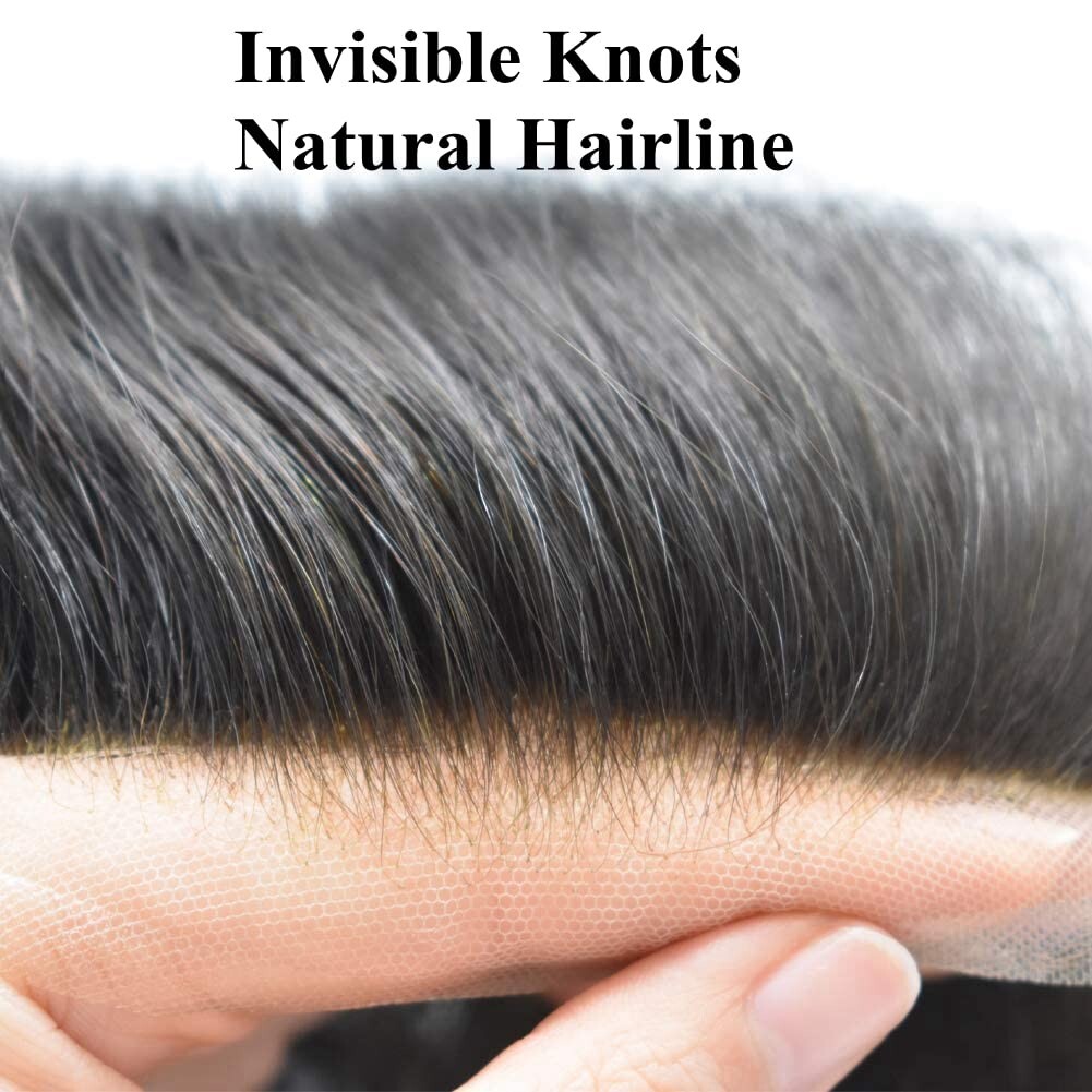 Mens Toupee Hair Replacement System Lace Front Fine Mono Thin Skin Wig Hairpiece