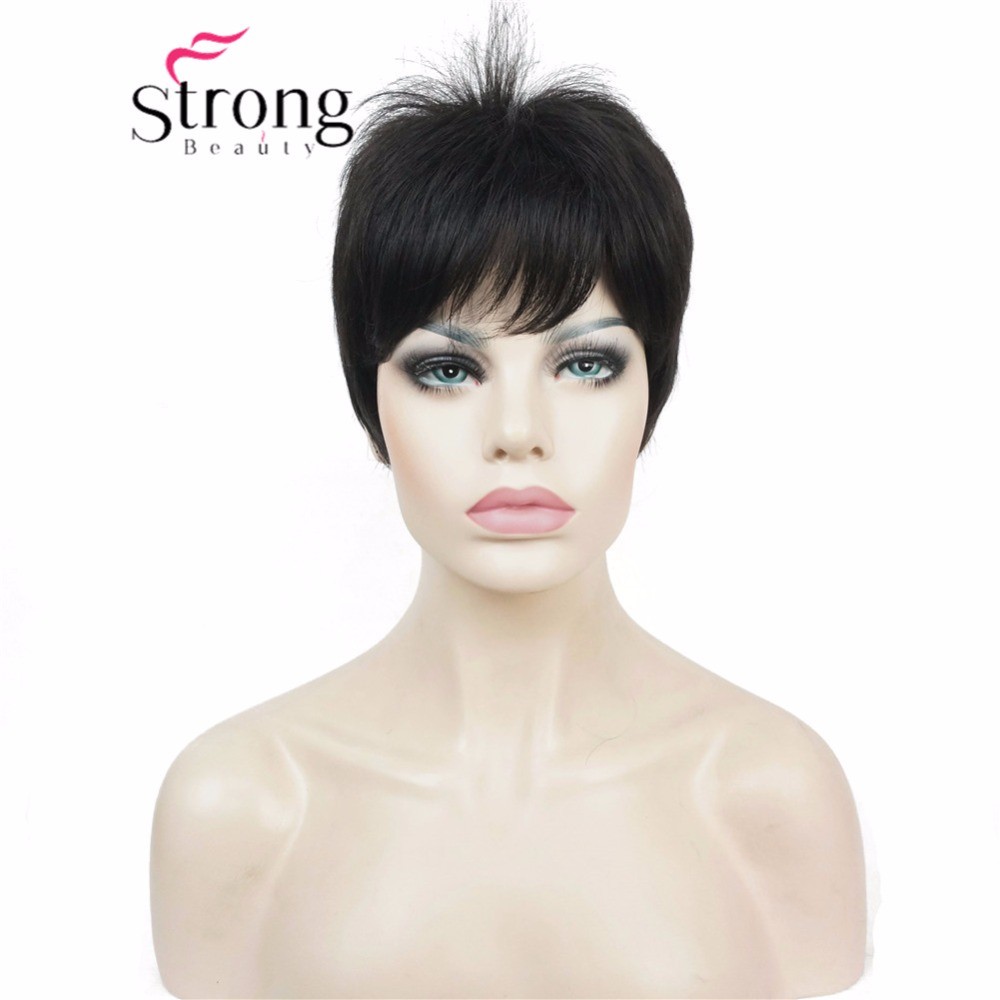 Super Short Layered and Spikey Blonde Black Shaggy Synthetic Wig Women Wigs