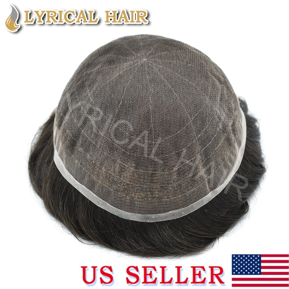 Lyrical Hair Full French Lace Hair System Human Hair Natural Mens Toupee Hairpie