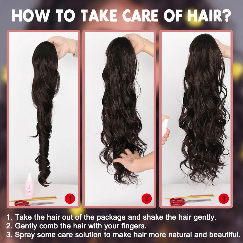 US Thick 24″ Wavy Ponytail Drawstring Clip In Hair Extensions As Human Pony Tail