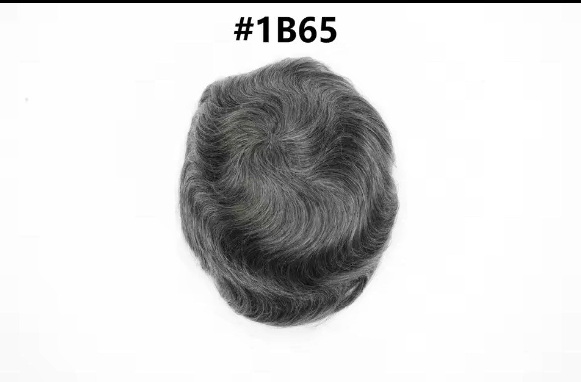 Men’s Human Hair Toupee Hairpiece Transparent Ultra-Thin Skin V-Loop Wavy