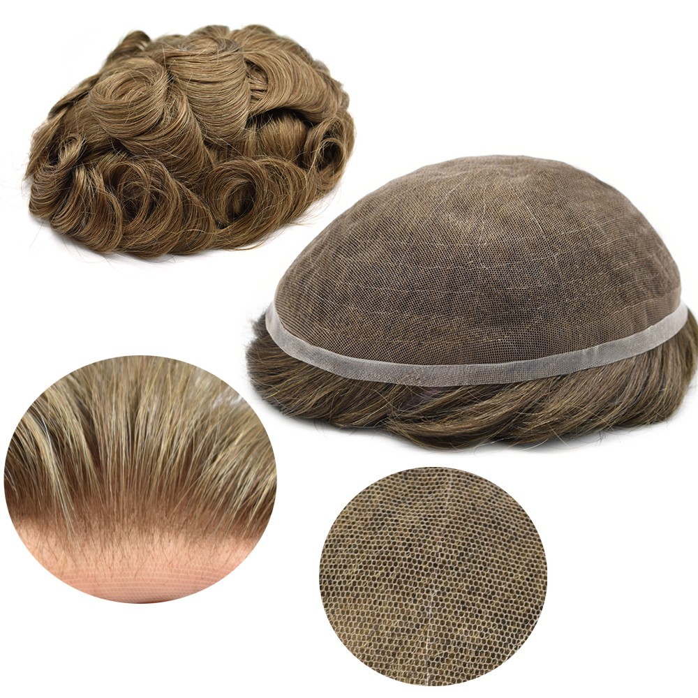Full Lace Men Hair Systems Nautral Hairline Mens Toupee Hair Piece Men Wig Units