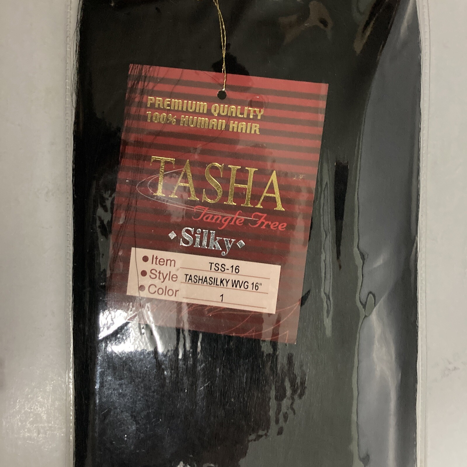 1 Pack 16″ TASHA Premium Quality 100% Human Silky Weave Extension Hair Color # 1