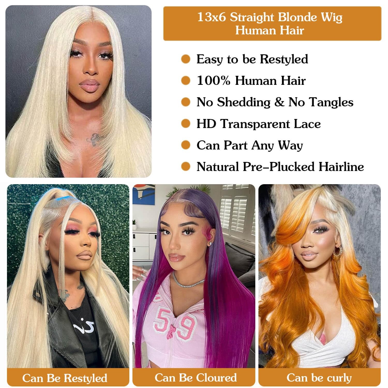 Bzn 613 13X6 Lace Front Wig Human Hair 13X6 32 Inch 200 Density 613 Lace