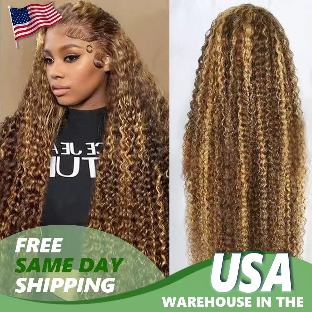 200% Density 5×5 Water Wave Honey Blonde 4/27 Transparent Lace Human Hair