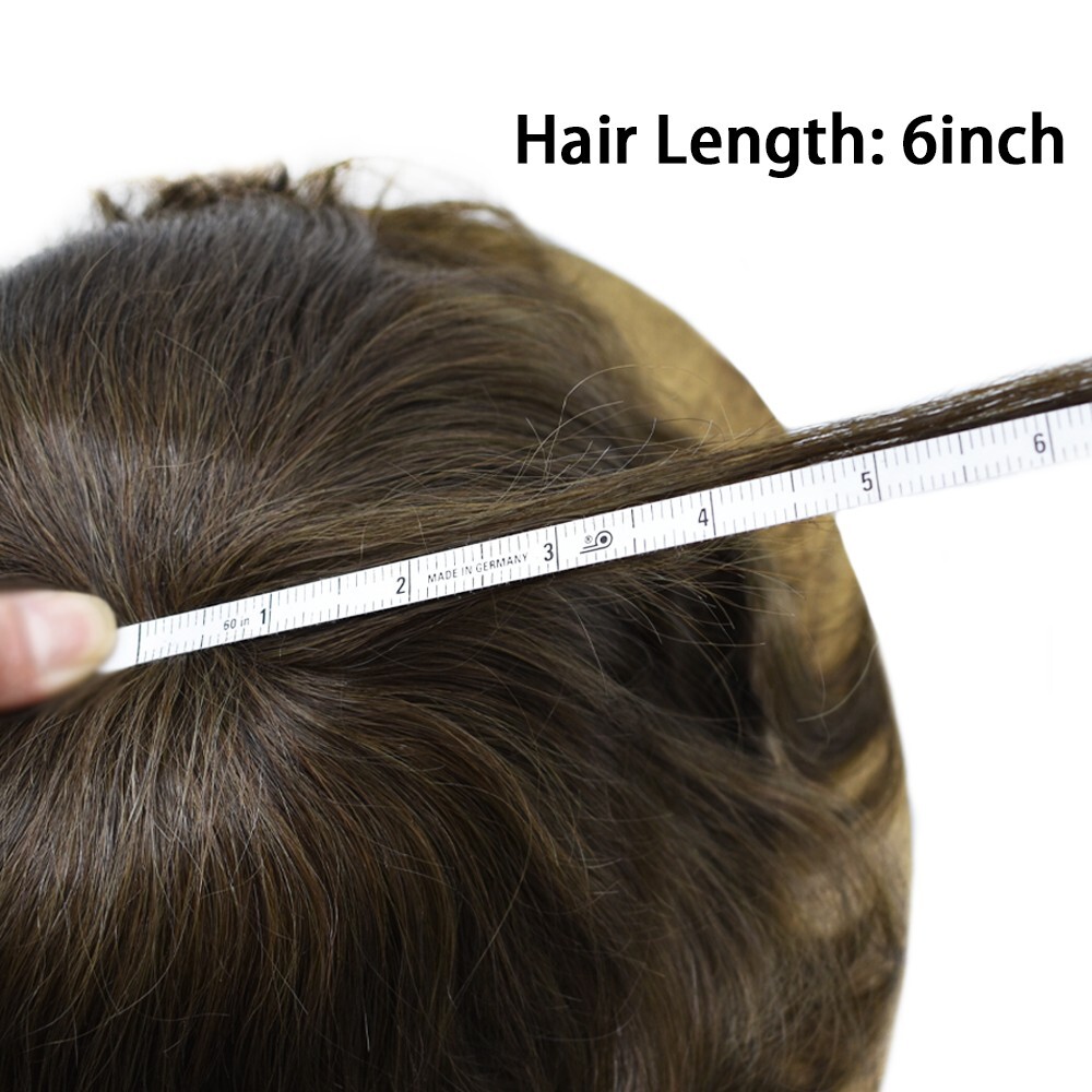 Mens Toupee Hairpiece Fine Mono Poly Human Hair Replacement System Wigs for Men