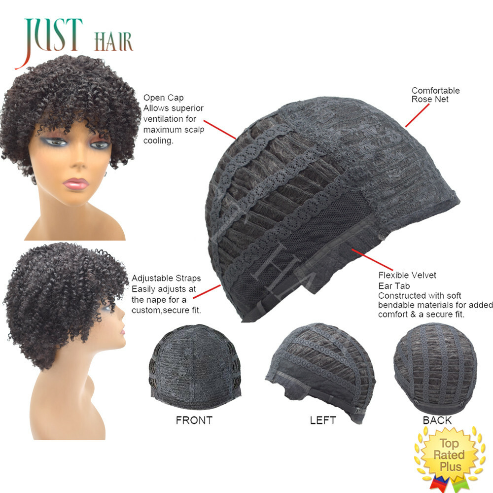 Short Afro Kinky Curly 100%Human Hair None Lace Front Wigs For Black Women 8inch