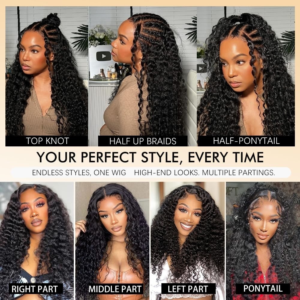 24 Inch 7×6 Deep Wave Glueless Wig, Pre-Plucked, 250% Density, Natural Color for