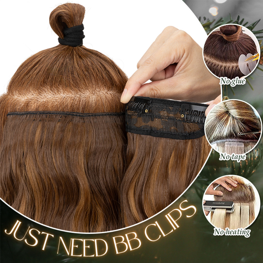 Natural Thick Full Head Balayage 4Pcs Clip in Hair Extensions Soft Hairpiece US