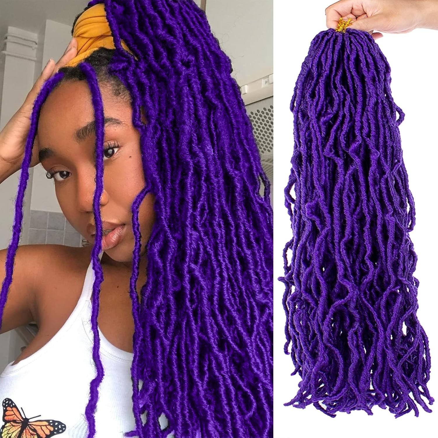 24 Inch Purple Faux Locs Crochet Braids – 2 Packs of Soft Curly Hair Extensions