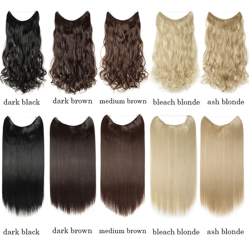Long As Human 100% Natural Invisible Wire Hidden Hair Extensions Brown One Piece
