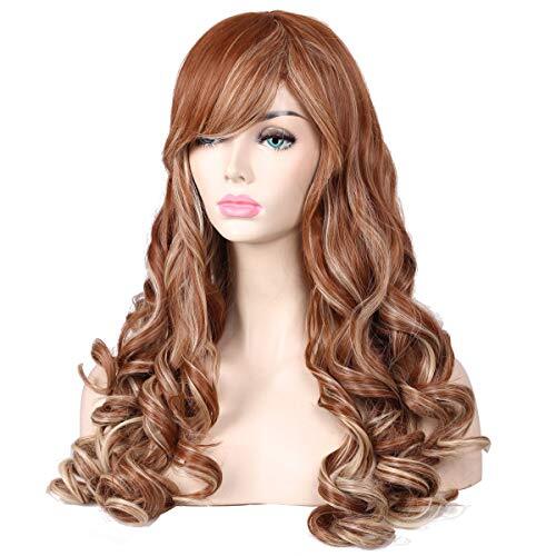 Long Curly Multi-Color Cosplay Wig with 2 PonytailsBrown with Blonde