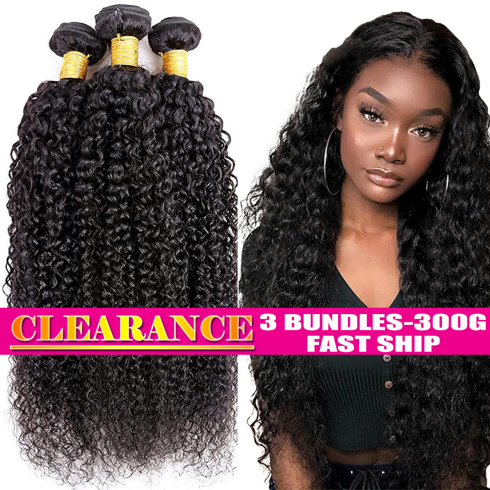 KINKY CURL Weft Brazilian Indian Virgin Remy Human Hair Extensions 3Bundles Weft