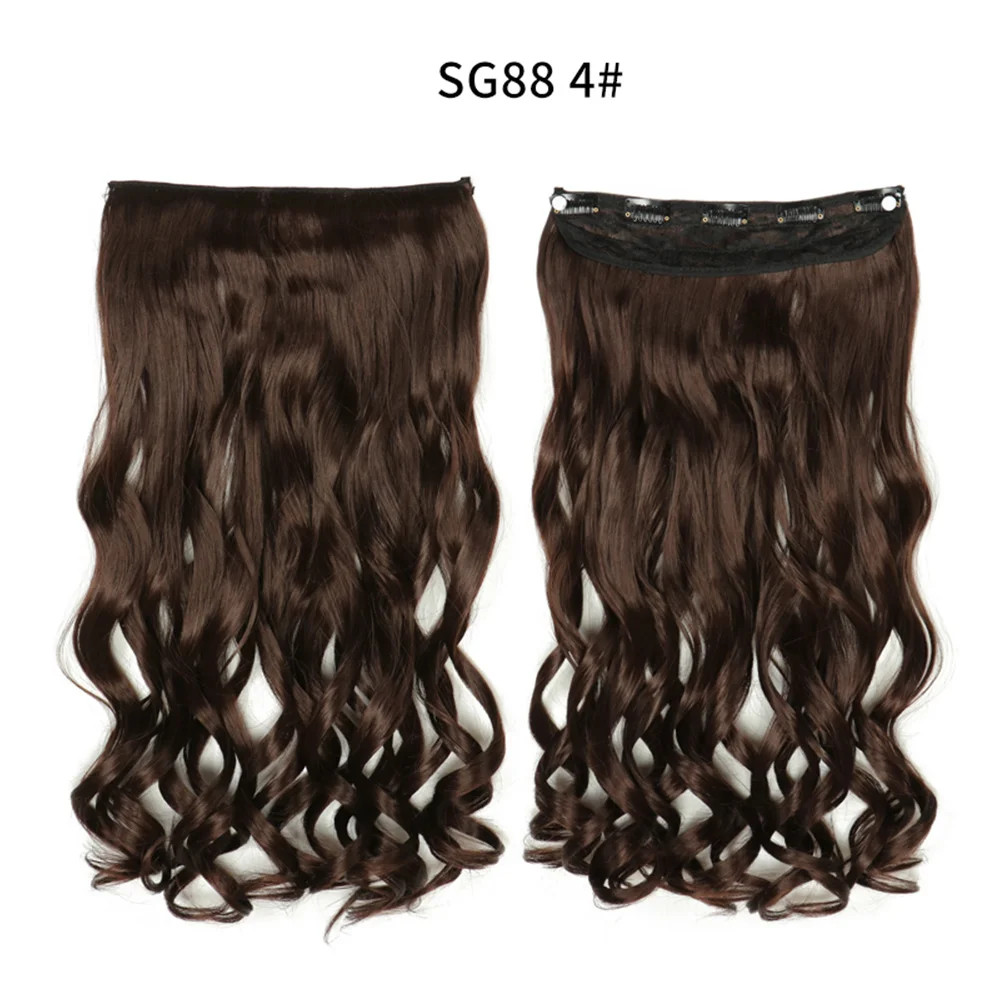 Long Straight 5 Clip In 22Inch Synthetic Hair Extensions Natural Fake Hairpiece