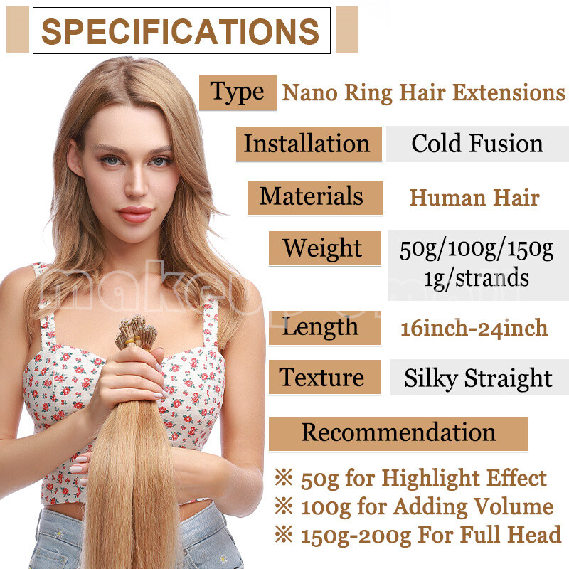 CLEARANCE Nano Ring Real Remy Human Hair Extensions Micro Loop Beads Thick 200S