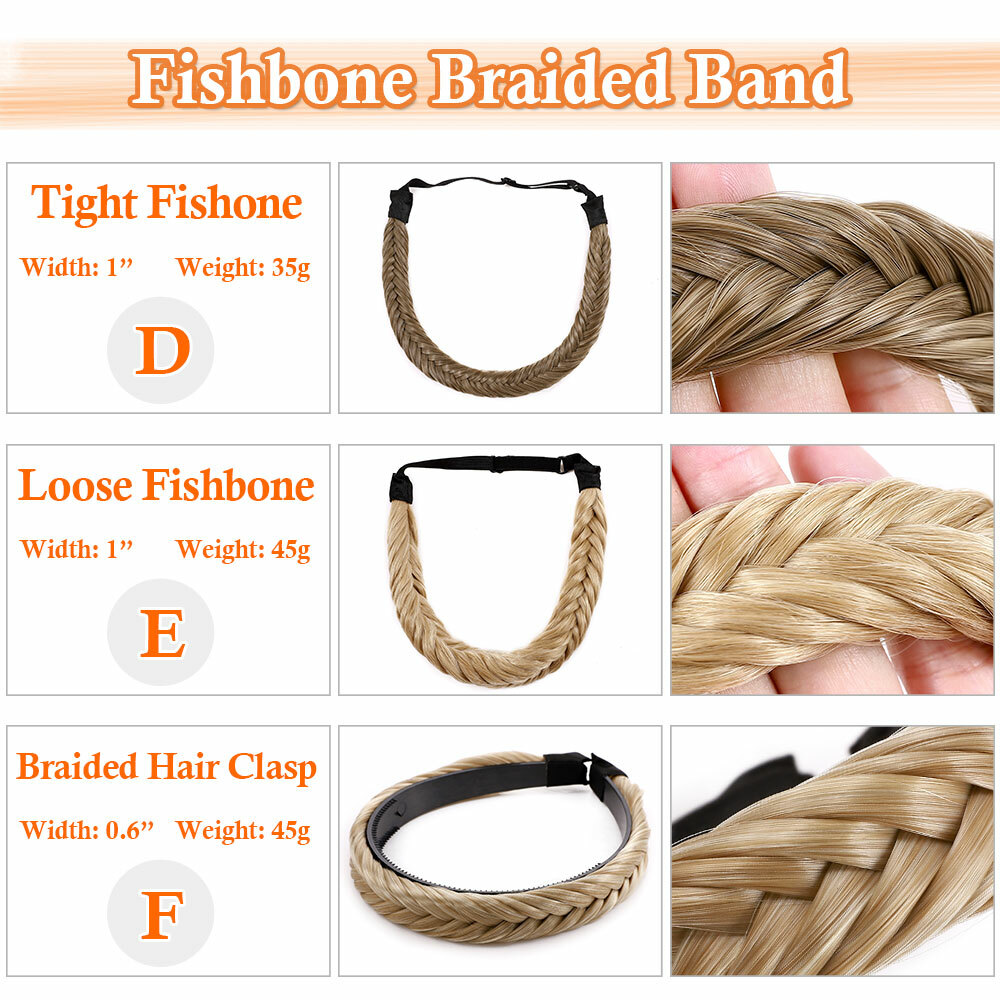Natural Braided Hair Band Plaited Headband Fake Hair Extensions 1Pcs as Human US