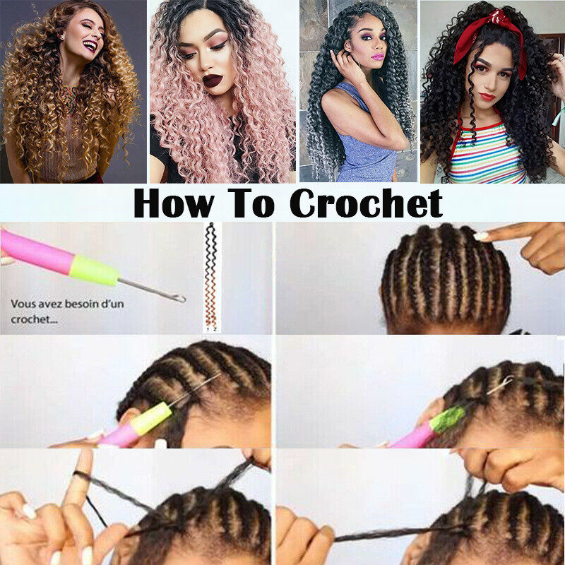 5 Pack Afro Deep Water Wave Hair Extensions Kinky Curly Crochet Braid Hairpiece