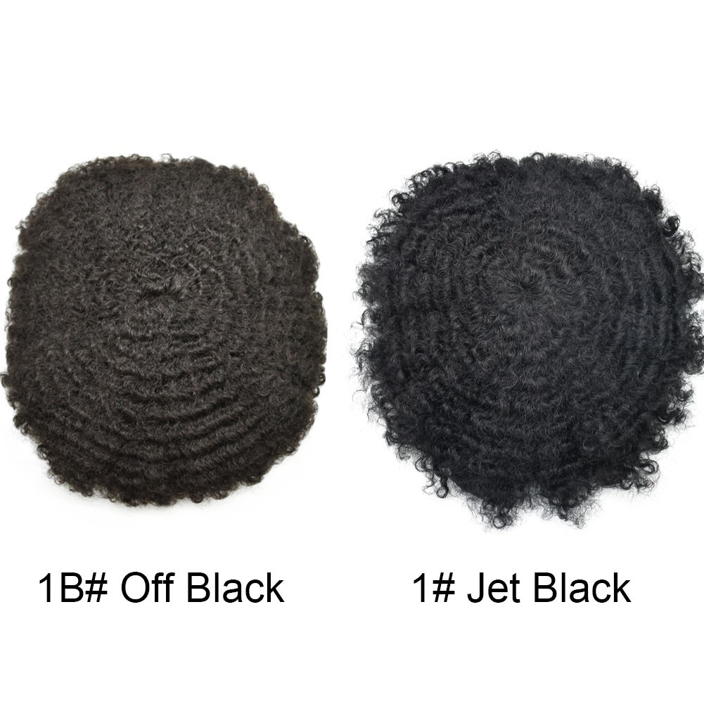 Afro Weave Hair Unit for Black Men Brazilian Poly Human Hair Replacement System