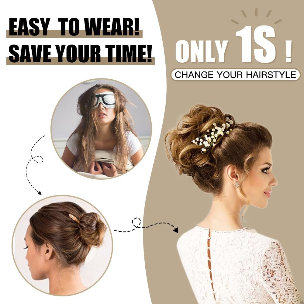 Stylish Synthetic Ponytail Scrunchie – Effortless Messy Bun for Dynamic Looks