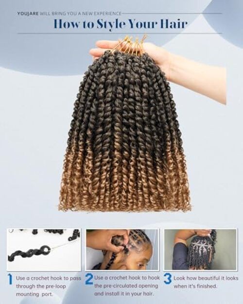 Pre-looped Passion Twist Crochet Hair 14 Inch 8 14 Inch (Pack of 8) T27